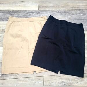 2 Talbots stretch career skirts  black tan size 8